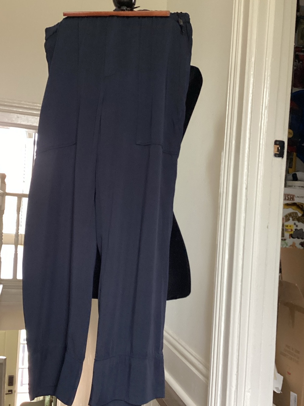 Mossimo Dutti Navy Elastic-Waist Wide-Leg Pants for Women